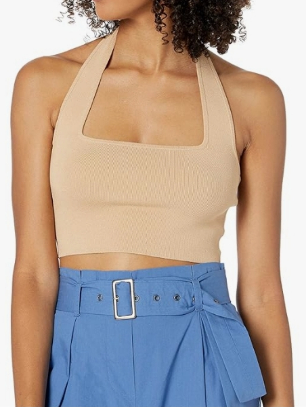 The Drop Greta Fitted Square Neck Halter Sweater Bralette, Ginger NWT
